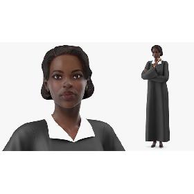 Dark Skin Judge Woman Rigged 3D